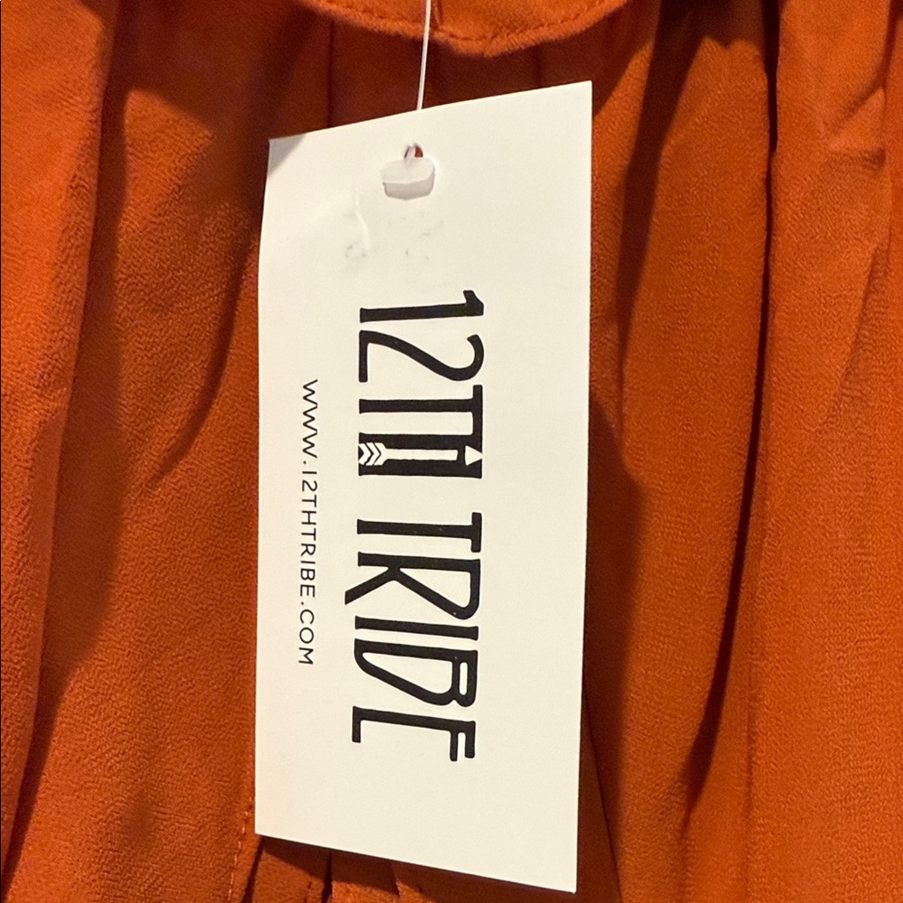 12th Tribe Rust Ruffle Mini Dress - Picture 3 of 11